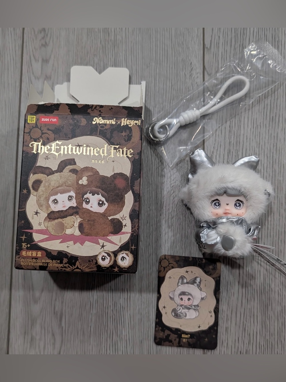 Nommi X Heymi. The Entwined Fate Series Plush Doll Keychain  "Sin” w/Box & Card